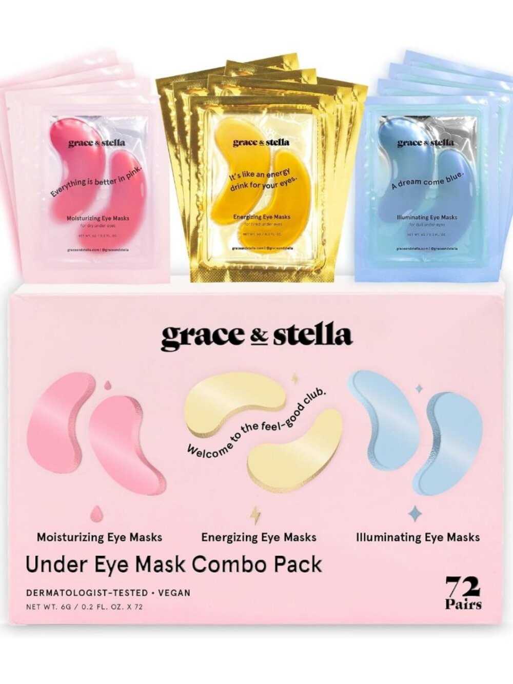 Hydrating Under Eye Masks - Reduce Dark Circles, Puffiness & Wrinkles - 72 Pairs
